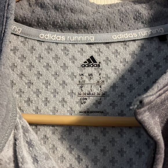 Adidas Running Grey 1/4 Zip Athletic Fleece ClimaHeat Jacket - Picture 3 of 5